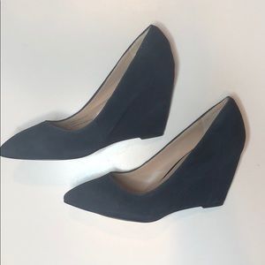 Navy Suede Wedges